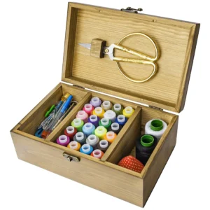 Sewing Kit: Needle Tools with Retro Wooden Box