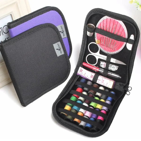Sewing Kit: 12-Needle Travel Sewing Box with Organizer